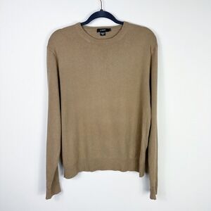 J Crew Mens Cashmere Crewneck Sweater Tan Vintage Preppy Old Money Heritage Sz M
